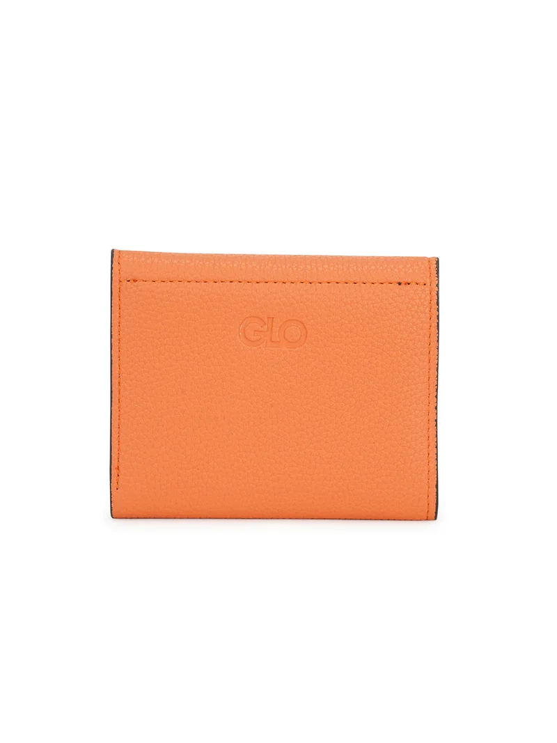 globus Globus Women Orange Vegan Leather Textured Twist Lock Detail Bi-Fold Wallet